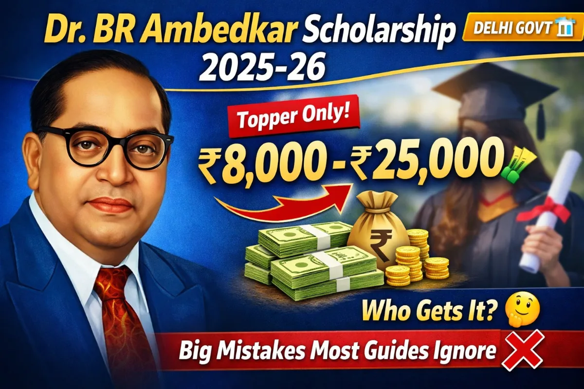 Dr. BR Ambedkar Scholarship for Topper Award Delhi 2025-26: Who Gets It, How Much, and What Most Guides Get Wrong 1 Dr BR Ambedkar Scholarship for Topper Award Delhi 2025-26 eligibility amount ₹8000 to ₹25000 topper scheme details