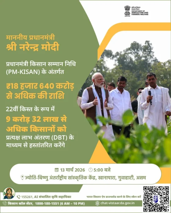 PM Kisan 22nd Installment Date 2026: 13 मार्च को ₹2,000 जारी 2 pm kisan 22nd installment project sarthi