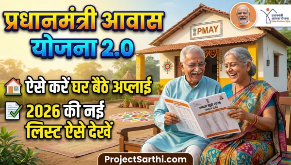 Pradhan Mantri Awas Yojana 2.0 2026 list check online apply PMAY urban gramin status with PM Modi image and happy beneficiaries holding awas list