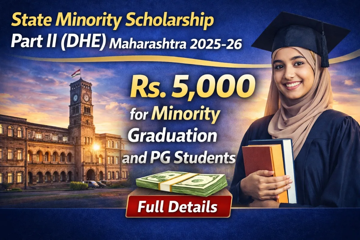 State Minority Scholarship Part II DHE Maharashtra 2025-26 Rs 5000 for minority graduation and PG students eligibility apply details