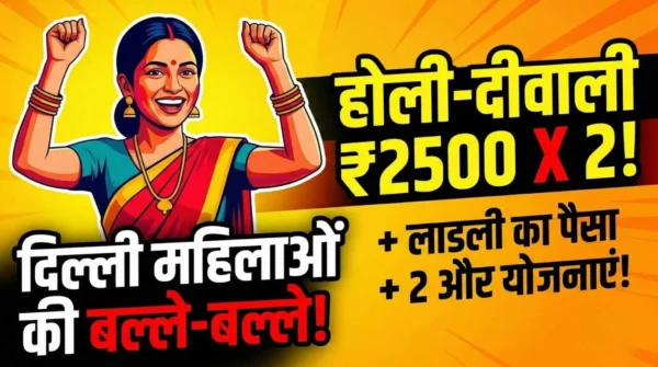 Delhi Mahila Samman Yojana 2026: Holi-Diwali เคชเคฐ โน2,500, Ladli Pending เคชเฅเคธเคพ เคเคฐ 4 เคฏเฅเคเคจเคพเคเค Launch 4 A happy woman in Delhi celebrating the launch of Delhi Mahila Samman Yojana 2026 for 2500 rupees benefit.