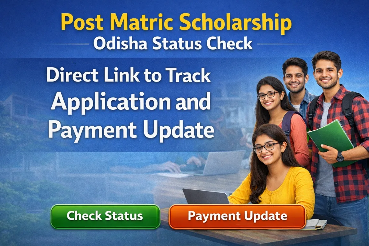 Post Matric Scholarship Odisha Status Check portal showing students checking application status and scholarship payment update online